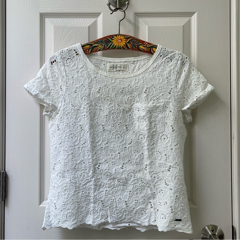 Abercrombie & Fitch White Embroidered Top